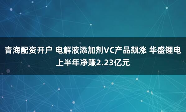 青海配资开户 电解液添加剂VC产品飙涨 华盛锂电上半年净赚2.23亿元